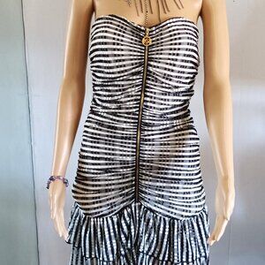 Bebe Black and White Striped Dress